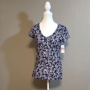 Madison Jules Navy Blue Sailboat Women's Top NWT XS